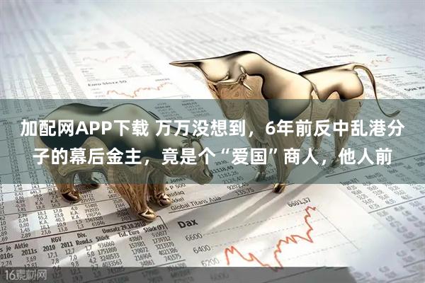 加配网APP下载 万万没想到，6年前反中乱港分子的幕后金主，竟是个“爱国”商人，他人前